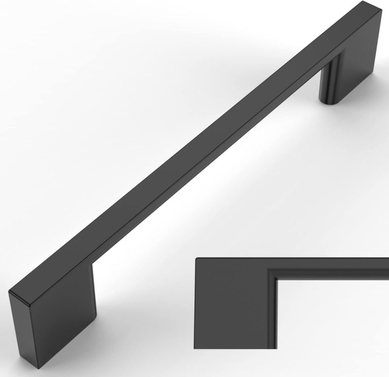 Matte Black Knurled Cabinet Pulls 10-Pack – 128 mm (5") Hole Center, Durable Aluminum Alloy Handles for Kitchen, Drawer & Wardrobe