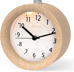 aboveClock Silent Analogue Wooden Alarm Clock - Image 1