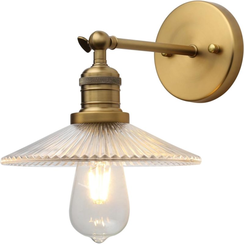 Industrial Wall Sconce – 1-Light Modern Retro Metal Wall Light with Clear Stripe