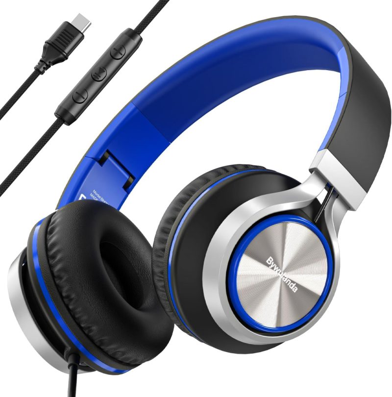 68a5c5866311caece233dafdd72208d2b21b431af871a2c7ebb8d.jpg USB-C Headphones with Mic and Volume Control – Wired Over-Ear Headset, 40 mm Drivers, Deep Bass Sound, Noise-Isolating Cushions, Multi-Device Compatible