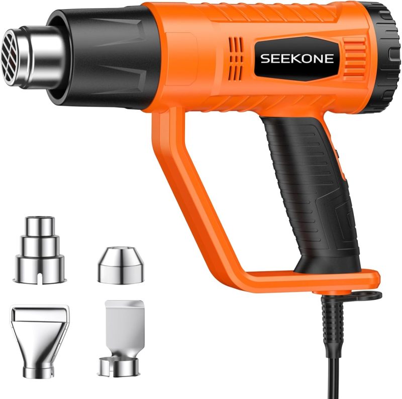 2000W Heat Gun with 4 Nozzles – Hot Air Gun Kit, Dual Temperature 400/600°C, Flame-Retardant Cover, Ergonomic Handle & Overheat Protection