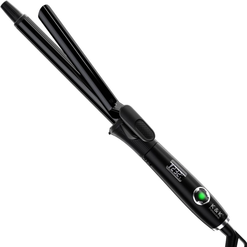 68aaf60a55c12a4ac968a48f6eaf80f0713ff2b36fca55af53984.jpg Ceramic Titanium Curling Wand – K&K Digital Hair Curler with Adjustable Heat (50–230 °C), Auto Shut-Off, Long-Lasting Curls