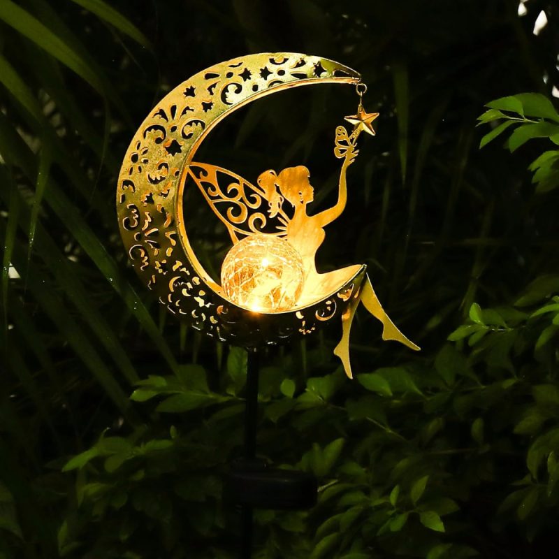 Fairy Solar Garden Light – ZKLiLi Moon Statue LED Path Light, Waterproof Outdoor