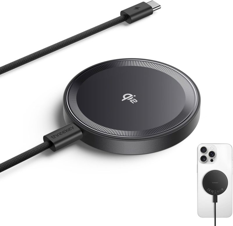 THREEKEY Qi2 MagSafe 15W Wireless Charger with Dual-Sided Magnets - Image 1