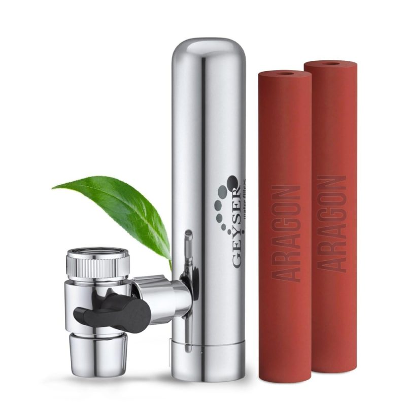 Faucet Water Filter Tap with Long-Lasting Aragon Cartridge 6 Months – Geyser EURO Kitchen Tap Filter, Easy Install, Purifies Chlorine, Heavy Metals