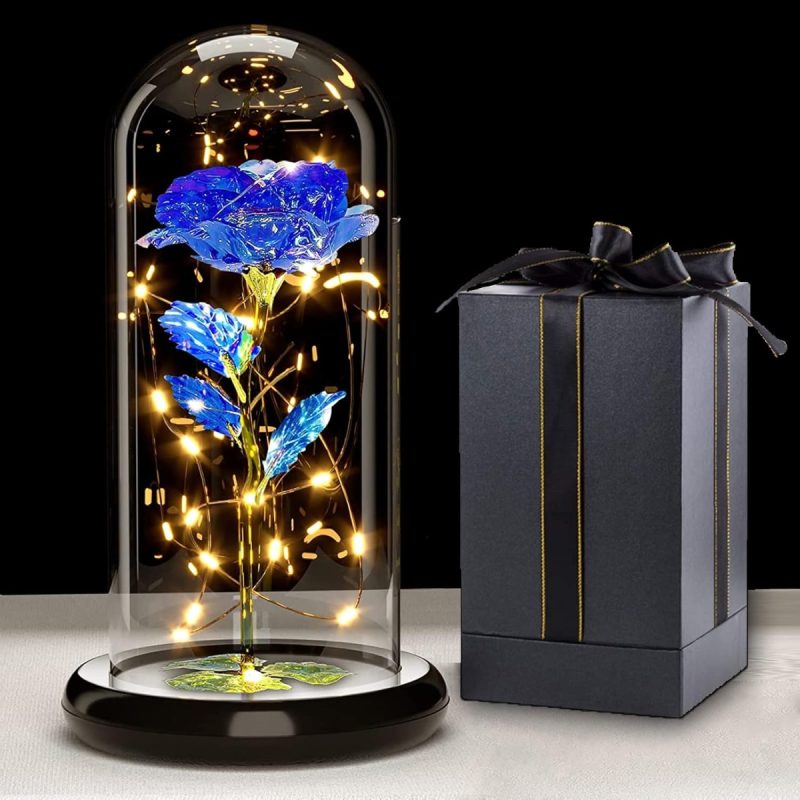 68b99647e65bc8a01aa9fe0bc0c429a60f9531bd0c6d7af59c067.jpg Rose Flower Gifts for Women – Touloube Galaxy Rose Light Up Artificial Flower in Glass Dome, Romantic Gift for Mom, Wife or Her, Ideal for Birthday, Wedding & Anniversary