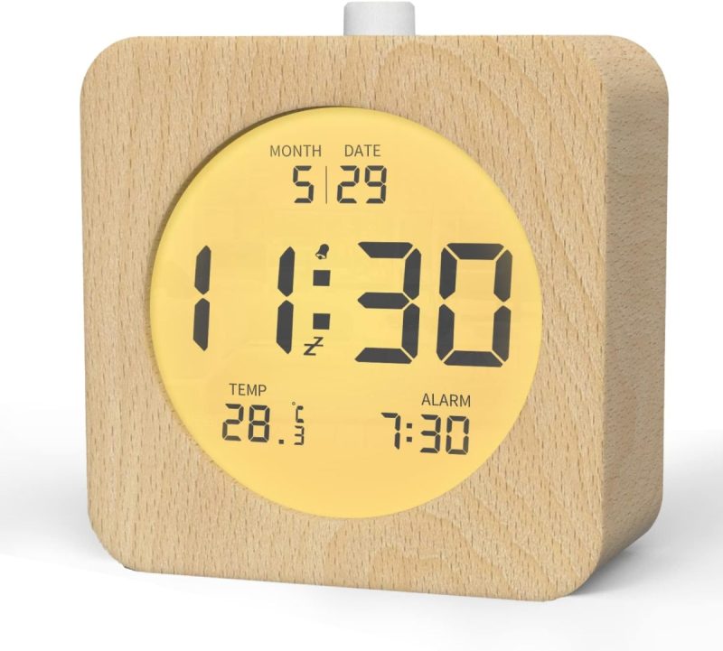 68bff157b939b0985fb7526d91c81e2cbf78ddae1d7c9c2b40968.jpg Wooden Digital Alarm Clock with Snooze Function, Backlit Display (New other)