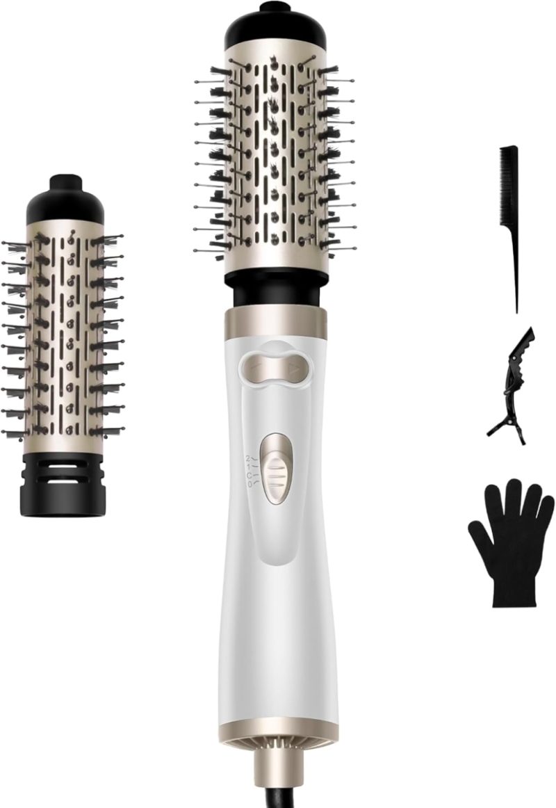 Rotating Hot Air Brush – OKWRAP 3-in-1 Dryer, Curling & Straightening Brush with Natural Bristles That Reduce Tangles, Add Shine & Softness to Hair
