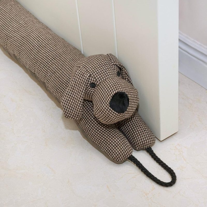 Under Door Stops 91cm Decorative Wind Stopper – Brown Dog 36" for Door & Window, Weighted Animal Air Door Draft Stopper Snake Noise Blocker for Bottom of Door with Hanging Loops - Brown Dog 36"