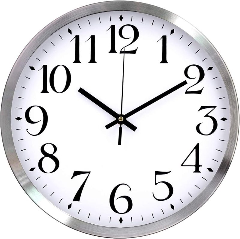 68c2afbf168d4862ae475babcfc005fe15bd4f54cee18c7ca5777.jpg Wall Clock 12 inch Large Number Silent Quartz Decorative Clocks, Battery Operated, Decorative Home Office School Kitchen(silver White)