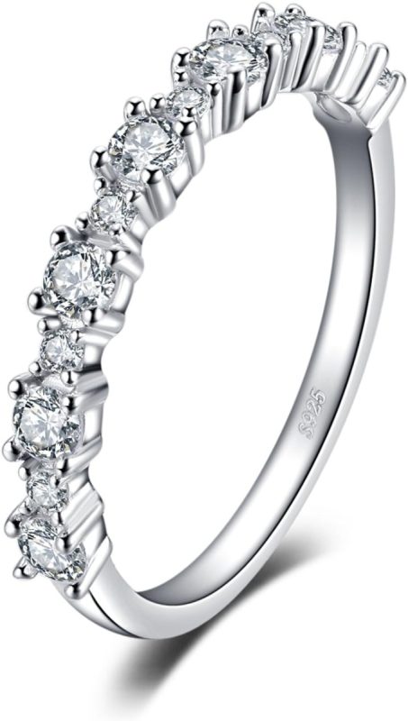 68d3afa75cb4a43a8875ba9d069c23fe00d459d10aa1d4f93131f.jpg Women’s Band Ring Size O, 925 Sterling Silver, Cubic Zirconia Half | 27% Off