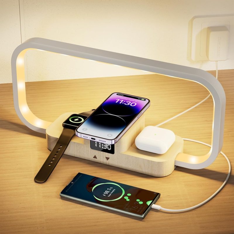 CRLL Bedside Lamp with iPhone Wireless Charger, 5 Color Modes & | 33% Off
