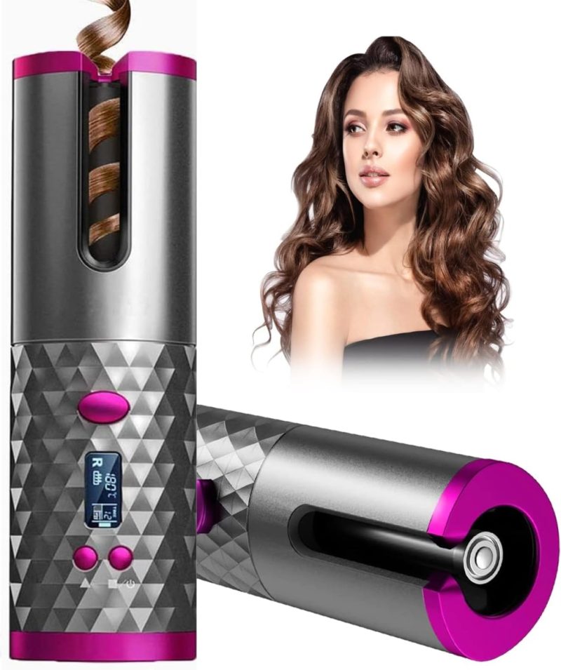 Rechargeable Rotating Curling Tongs, Cordless Auto Curler | 33% Off
