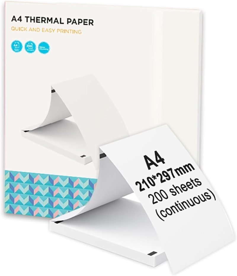 Bisofice A4 Thermal Paper 200 Sheets, Glossy Finish, Inkless Design | 35% Off