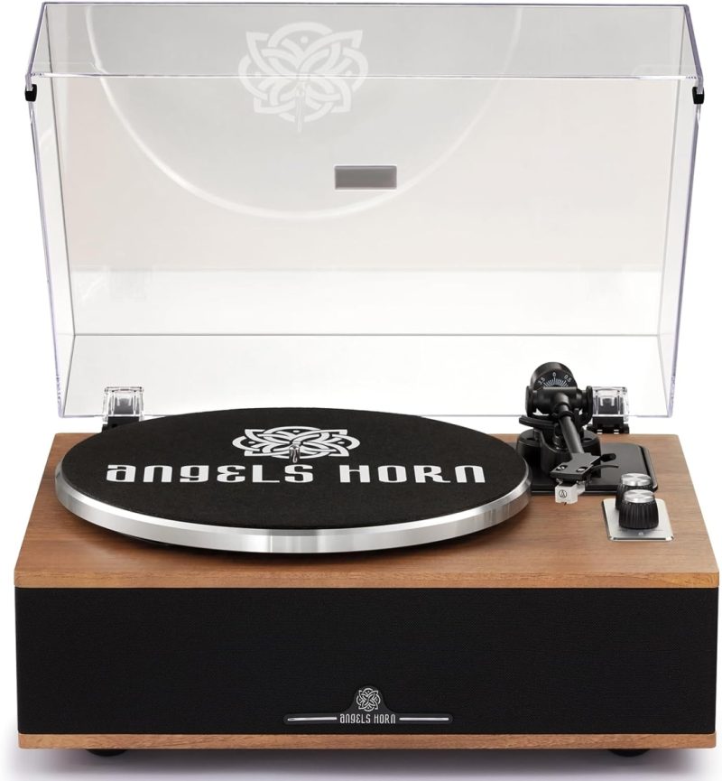 Angels Horn All-in-One Vinyl Record Player, Bluetooth & 4 Speakers | 60% Off