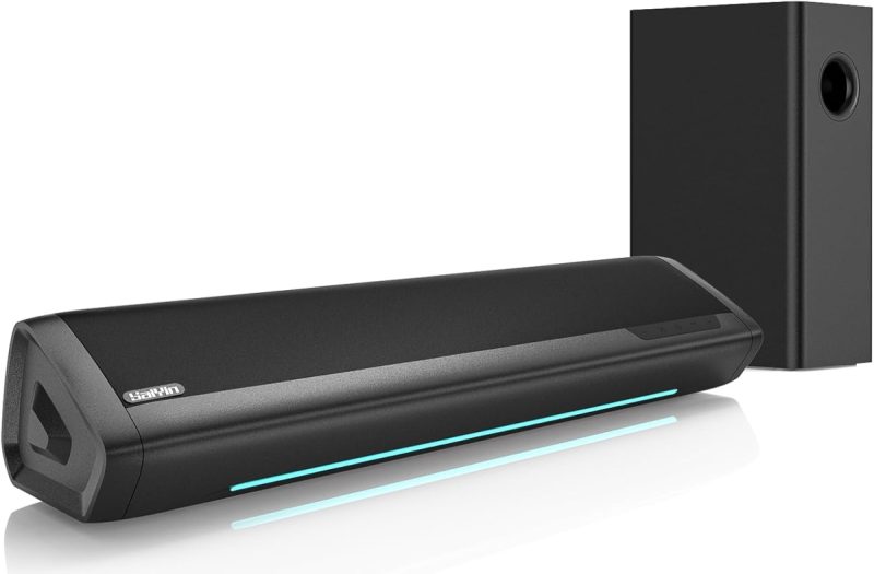 Saiyin TV Sound Bar With Subwoofer 17in Bluetooth Soundbar Optical AUX Remote Black - Image 1