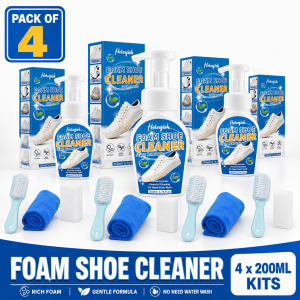 Shoe Cleaner Kit 4 Pack 200ml Suede Brush Cloth Included