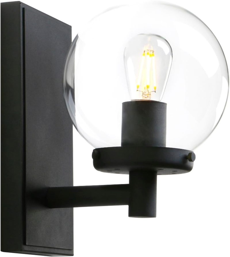Industrial Glass Wall Sconce (Up/Down) - Metal & Handblown Globe, E27 | 57% Off
