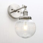 ‎Yosoan Industrial Ribbed Globe Glass Wall Light - Image 1