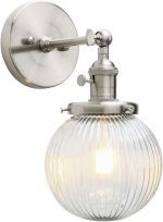 ‎Yosoan Industrial Ribbed Globe Glass Wall Light - Image 2