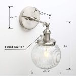 ‎Yosoan Industrial Ribbed Globe Glass Wall Light - Image 5