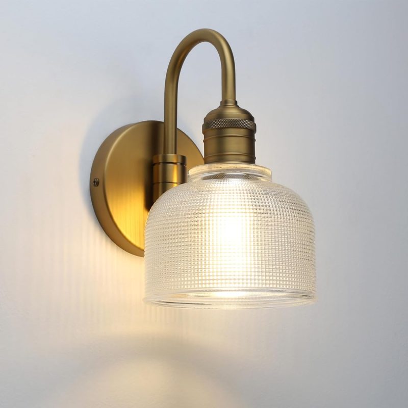 Vintage Textured Glass Sconce Wall Light Fitting, Rust-Resistant, E27 | 30% Off