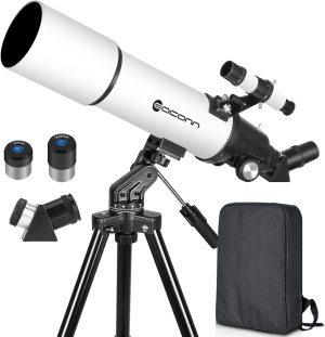 ‎EACONN Astronomy Telescope 80mm Aperture with Tripod & Accessories - Image 1