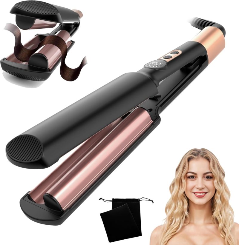 68f0fe84dd07a4803958604b116606aae4a00172ce40493ce1742.jpg Hair Waver Mini Hair Crimper - 5 Temps 250-400°F, Portable Beach Waves | 29% Off