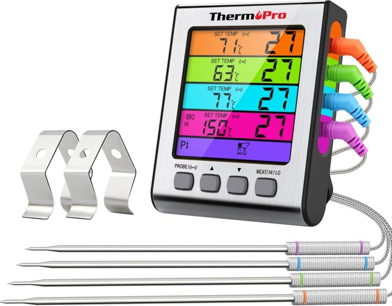 69024251b6bafeeef35ab1b8dfb340dc30466aad02c76834f7004.jpg ThermoPro TP17H Digital Meat Thermometer 4 Probes, Backlight, HI/LOW | 27% Off