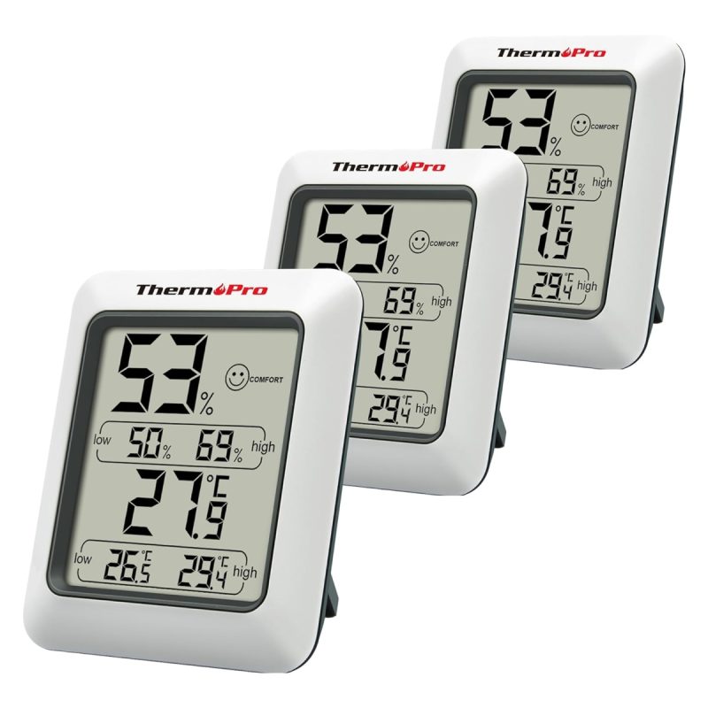 69032a8ecf20ea7e99c8eed9eff61bfffab4715540656d0f5d252.jpg ThermoPro TP50-3 Indoor Thermometer Hygrometer 3 Pack - Accurate | 37% Off