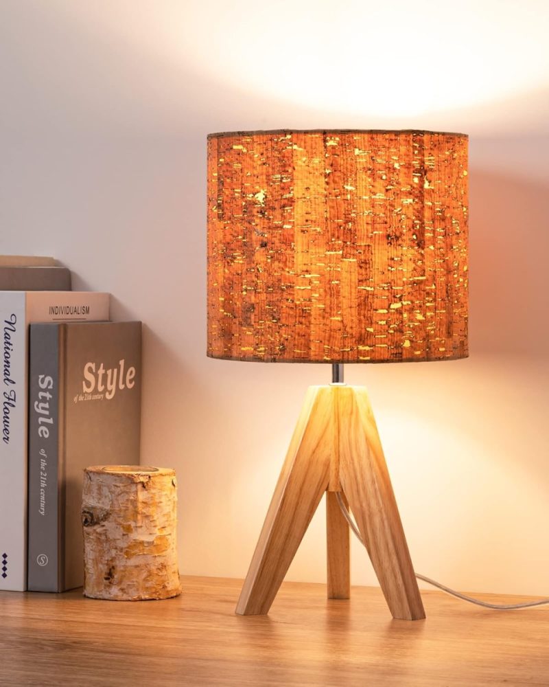 69038a552f4bcde70d568d92ebf600911a3132ccb5cf192c1a2a2.jpg EDISHINE Tripod Bedside Table Lamp 36cm, Tree Bark Lampshade, Modern | 28% Off