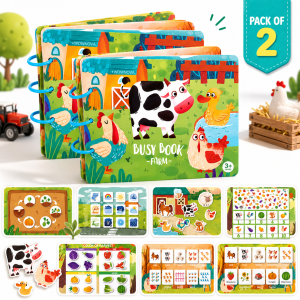 Bambebe 2 Pack Busy Books for Toddlers Reusable Sticker Activity Books Ages 3-6 - Image 1