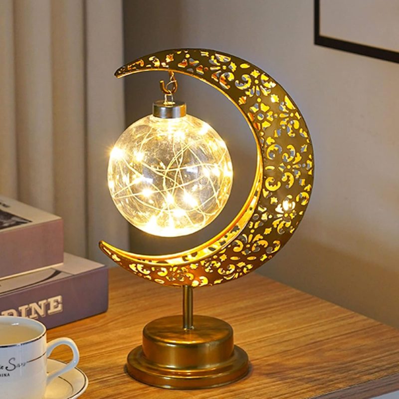 6919c5646b8c2bc760c80555d4b7d43f60bb58de06d059b3bff26.jpg Moon Table Lamp Battery Operated - Elegant Crescent Design, Eid Decor | 38% Off