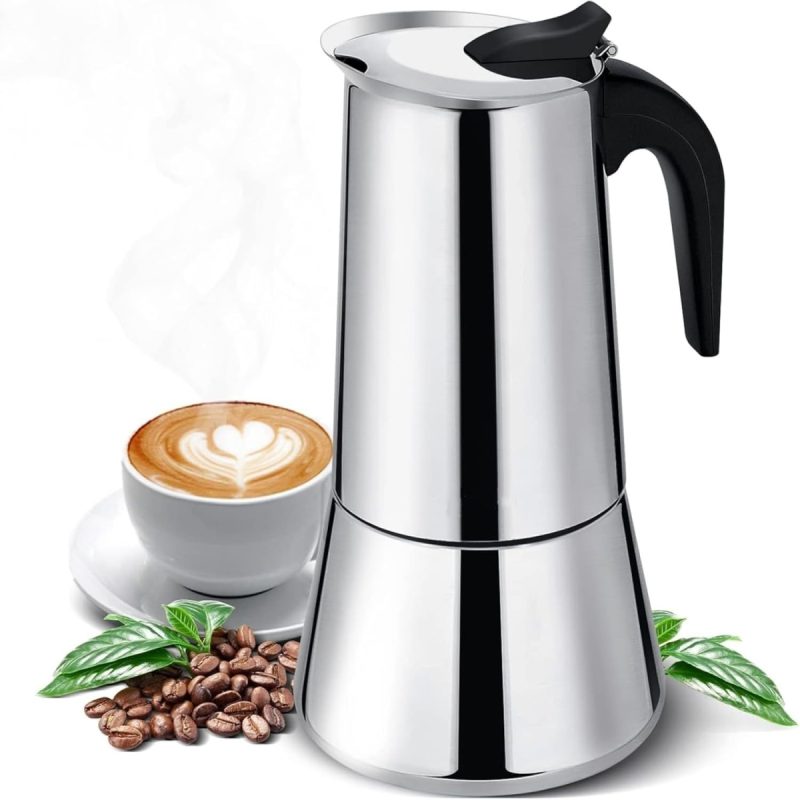 6919cbe5b6e1e1d0b2b1baf718ab59133d5a4760e6f1e504123a7.jpg Godmorn Stovetop Espresso Maker, 12 Cup Moka Pot, Stainless Steel | 25% Off