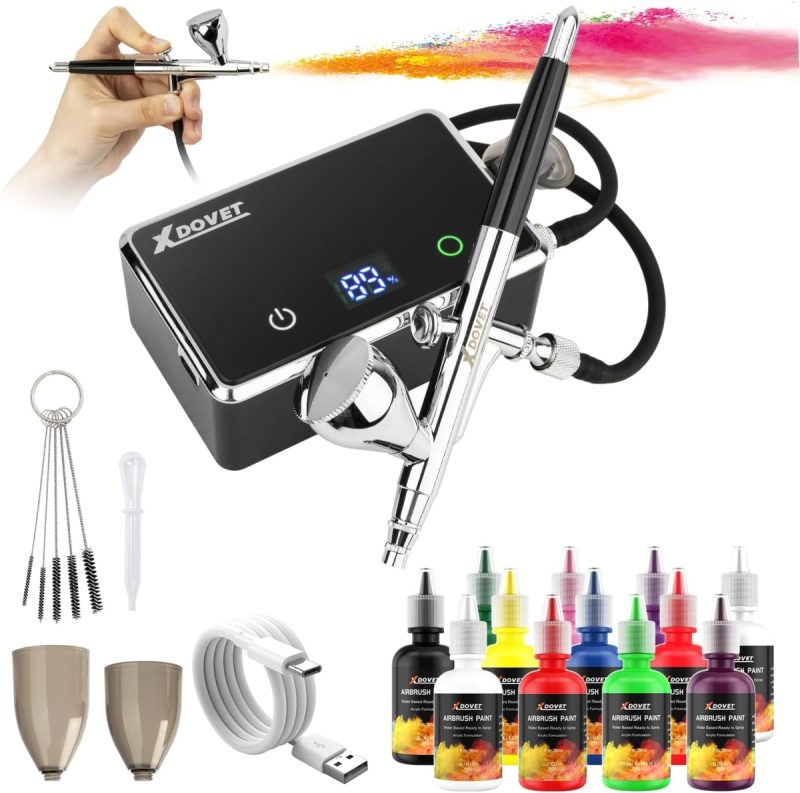 691b0e4f0ffffb8a57d62470353adf24a1582caea6fbe8c11fe6d.jpg XDOVET Improved 32 PSI Airbrush Set with Paint 12 Colours - Used Once Return | 6