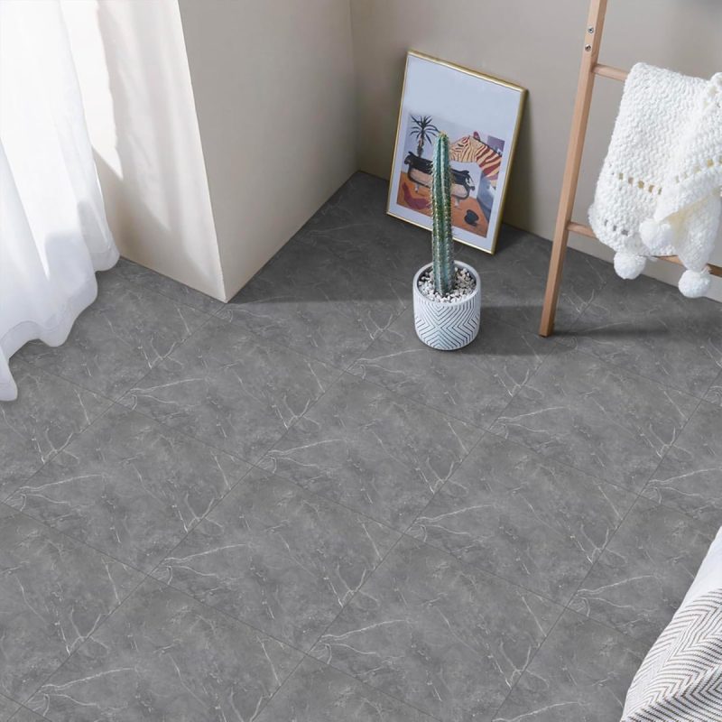 Floor Tiles Self Adhesive Peel and Stick Tile Stickers, Grey Marble | 50% Off
