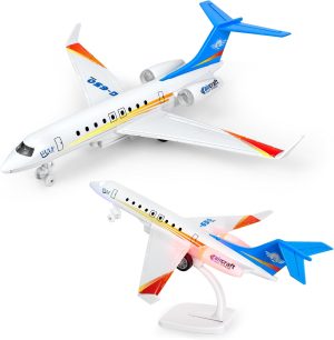 Die Cast Model Aeroplane with Lights Sounds Pull Back Toy for Kids