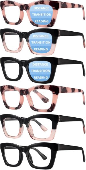 CCVOO 3 Pack Reading Glasses Women Anti Blue Light Stylish Frames
