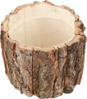 Rustic Wooden Bark Flower Pot Set of 2 Durable Planters