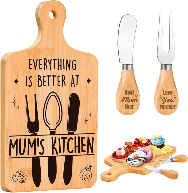 71BQxHu-vIL._AC_SL1500 Bamboo Cheese Board & Servers Mum Birthday Gift Bamboo Cheese Board Servers Mum