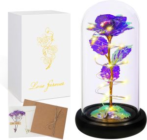 Childom Artificial Flowers With LED light in glass dome - Image 1