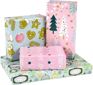 Christmas Wrapping Paper Folded Flat 4 Pack Premium Quality Designs