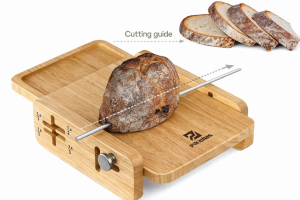 Adjustable Bread Slicer with 3 Thickness Settings Crumb Catcher