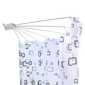 Foldable Corner Shower Curtain Rod Rail Stainless Steel