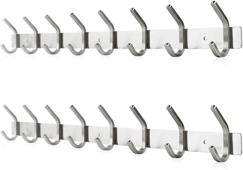 Wall Mounted Coat Hooks Rack 304 Stainless Steel 8 Heavy
