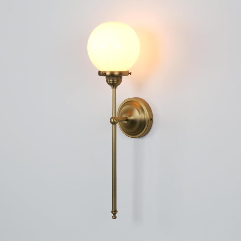 51zpTqDK1jL._AC_SL1500 Industrial Vintage Wall Light White Glass Globe E27 Easy to Install