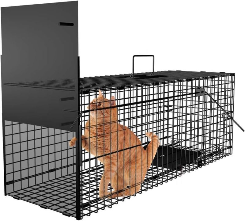 AMAGABELI GARDEN & HOME Humane Live Trap Cage 78cm Catch Release Feral Cat Rabbit Squirrel Fox Metal - Image 1