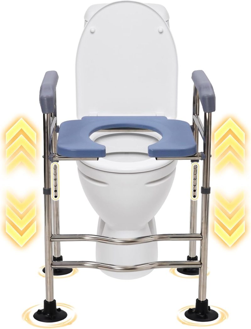61Q1WYDQDL._AC_SL1500 EULEUY Raised Toilet Seat Riser With Handles Non Slip Height Adjustable - Image 1