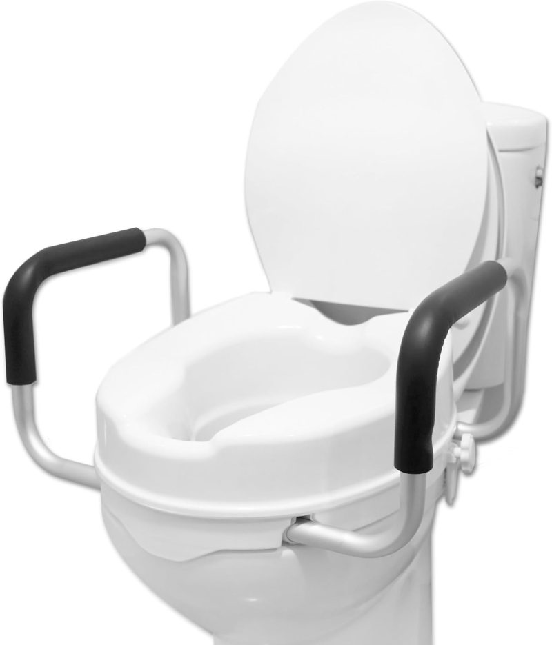 PEPE Mobility Raised Toilet Seat Riser 4 Inch With Handles Lid - Image 1