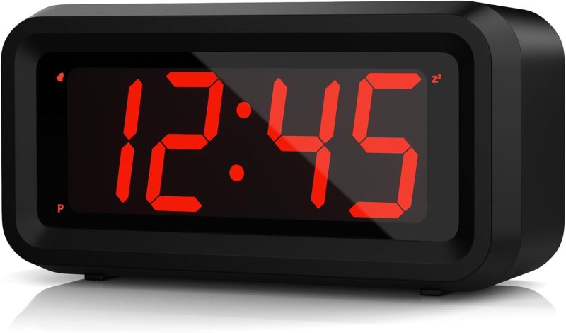 KWANWA Digital Alarm Clock Battery Red LED Loud 1.2'' Display